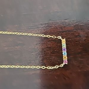 10 kt yellow gold multi color stone necklace